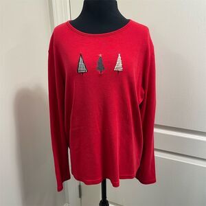 Wish & Joy Women's Red Long Sleeve Blouse L Holiday Party Top